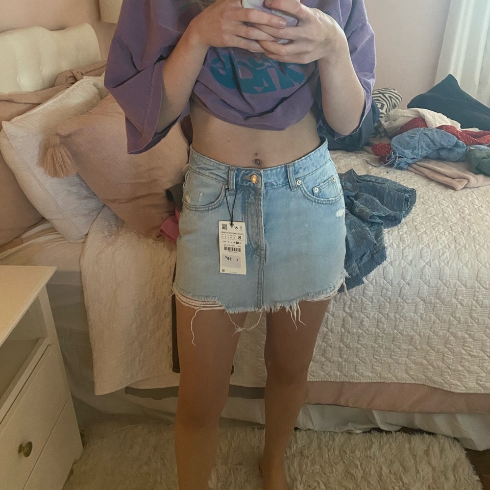 denim mini skirt